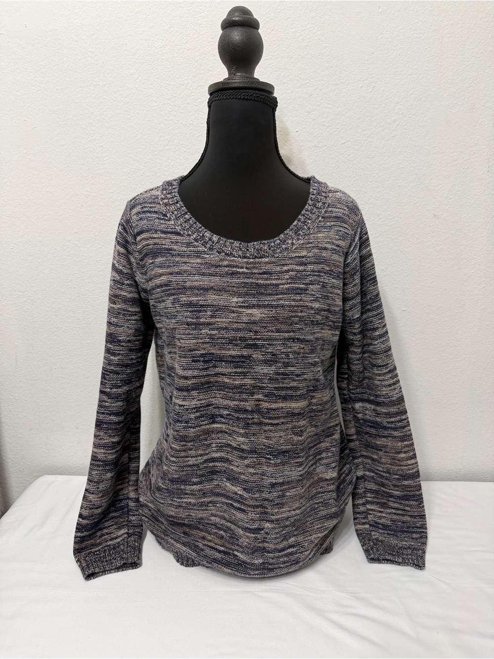 JEANNE PIERRE Womens Small Sweater TBlue Brown Gray Multi-Colored Cotton
